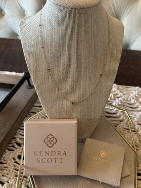 Kendra Scott Michelle 14k Yellow Gold Strand Necklace In Ruby - New in Box